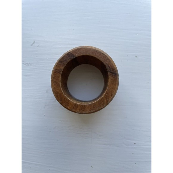 Vintage Teak Wood Wooden Round Napkin Rings Set Of 6, MCM Mid Century Modern - Picture 6 of 6